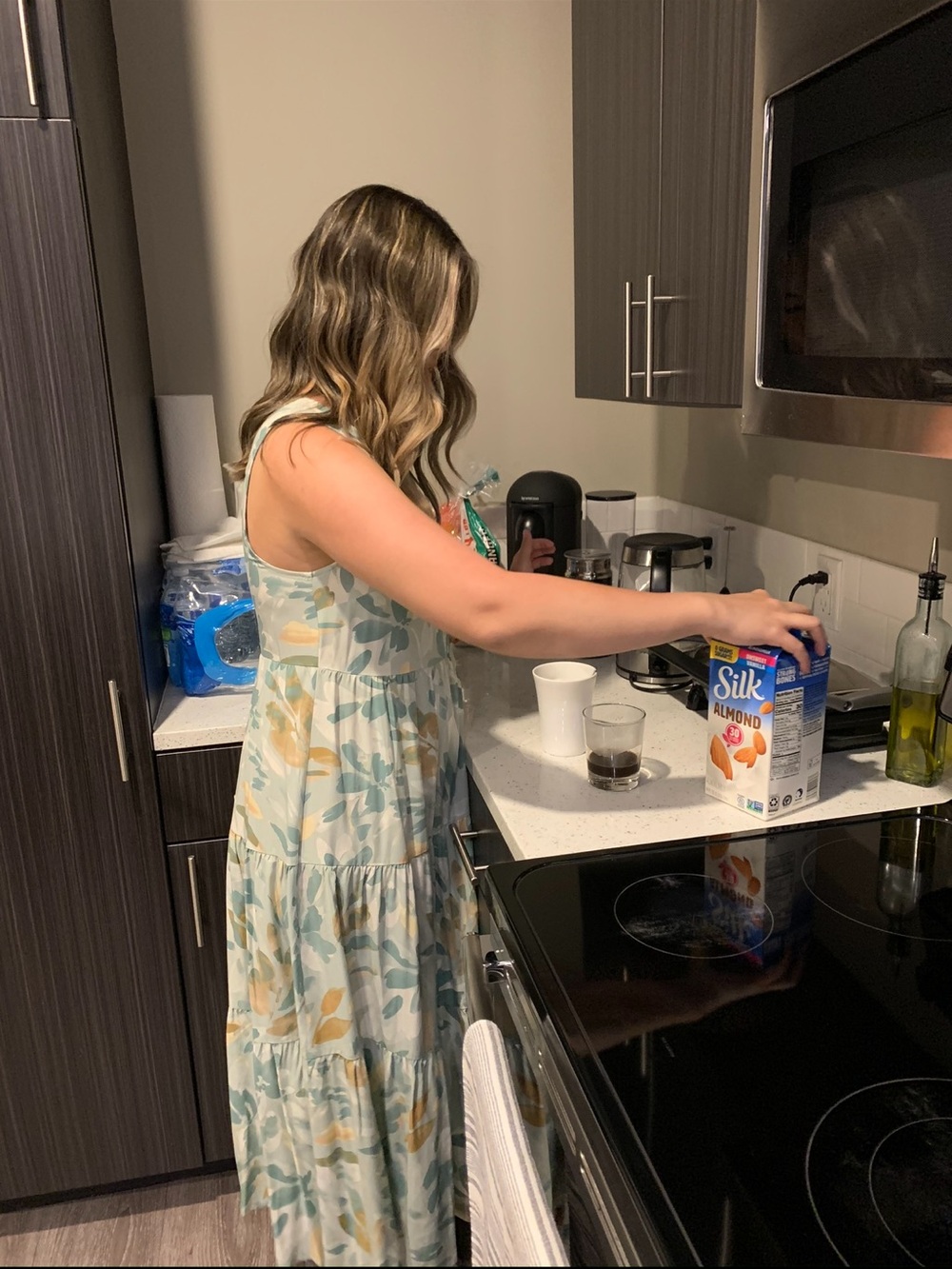 A New Day Sleeveless Floral Tiered Midi Dress in Soft Sage Pastels